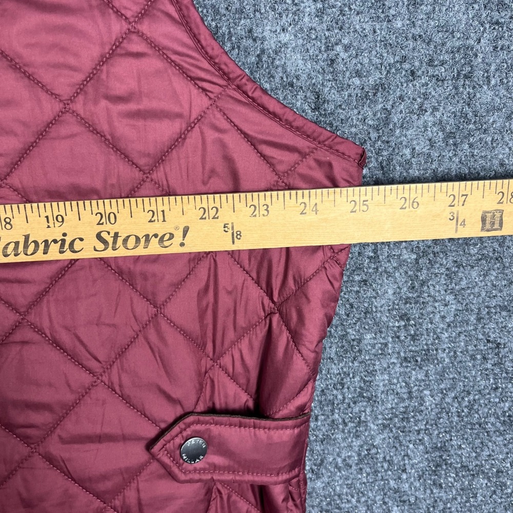 Peter Millar Quilted Vest Mens XL Burgundy Essex Fleece Lined Snap Front Pockets - Picture 12 of 12